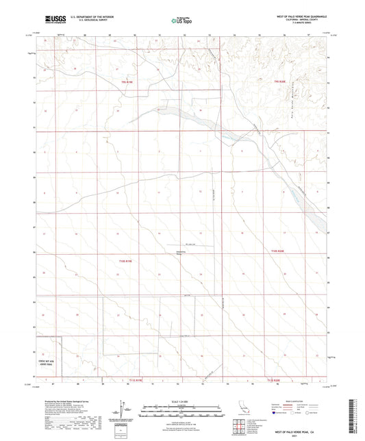 West of Palo Verde Peak California US Topo Map Image