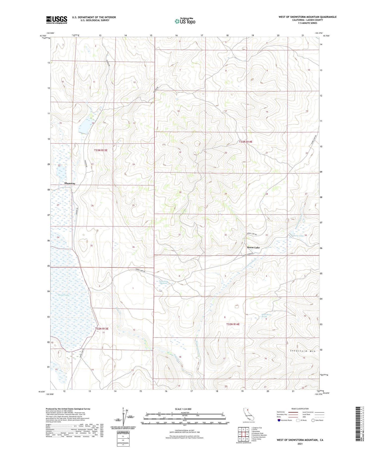 West of Snowstorm Mountain California US Topo Map Image