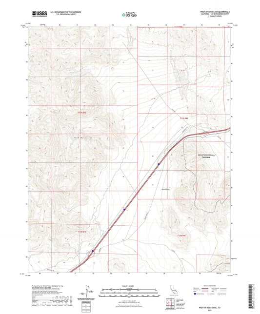 West of Soda Lake California US Topo Map Image
