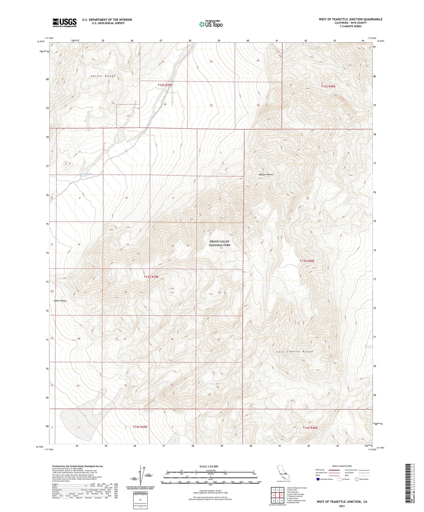 West of Teakettle Junction California US Topo Map Image