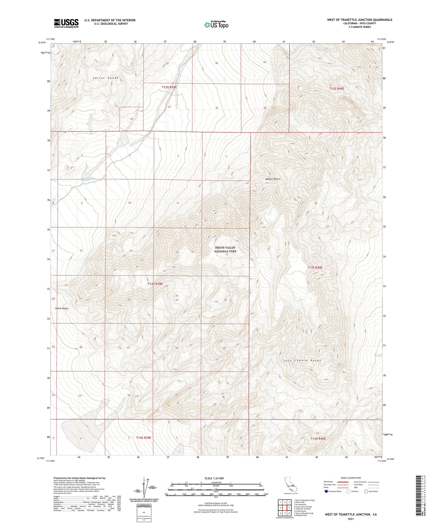 West of Teakettle Junction California US Topo Map Image