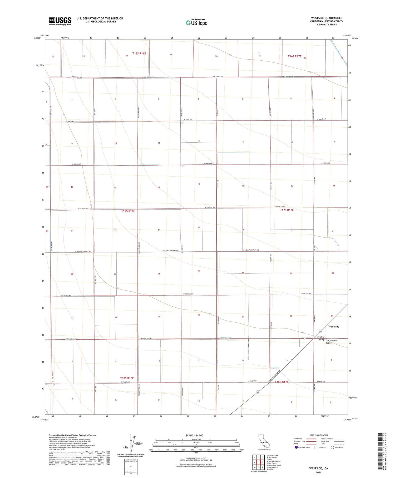 Westside California US Topo Map Image