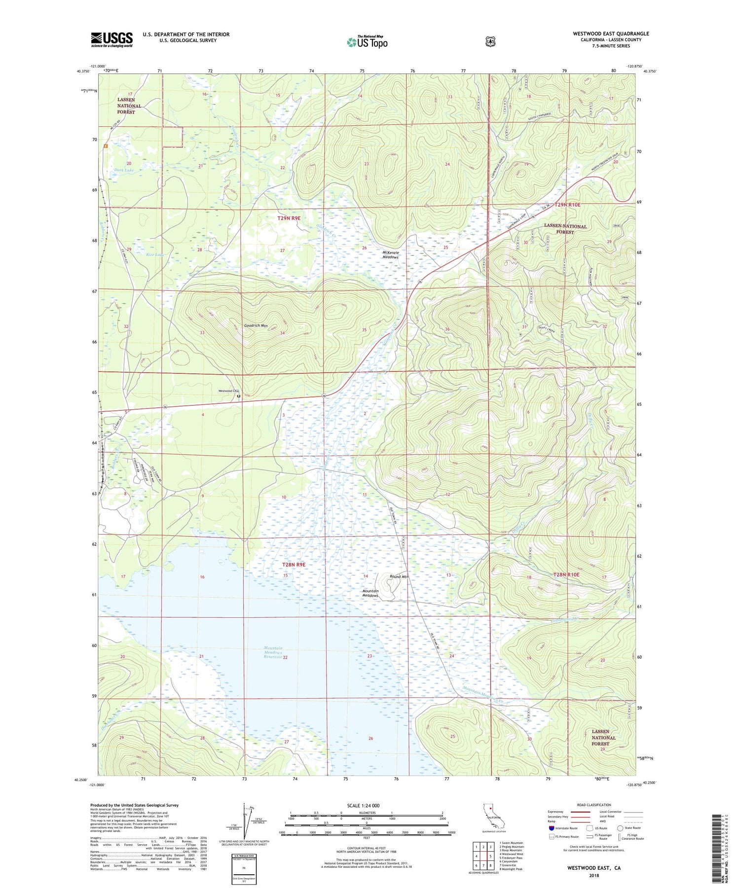Westwood East California US Topo Map Image