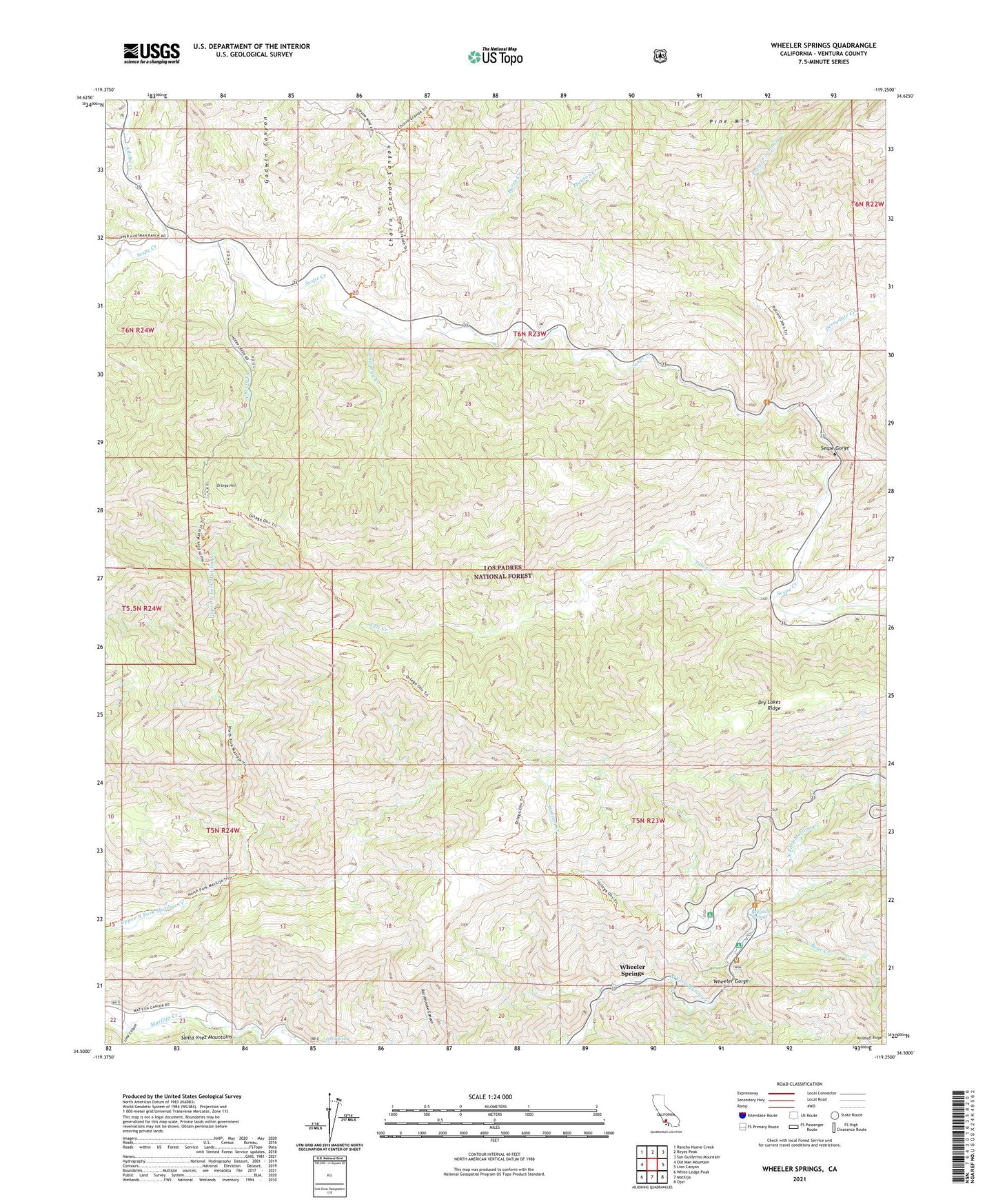 Wheeler Springs California US Topo Map Image