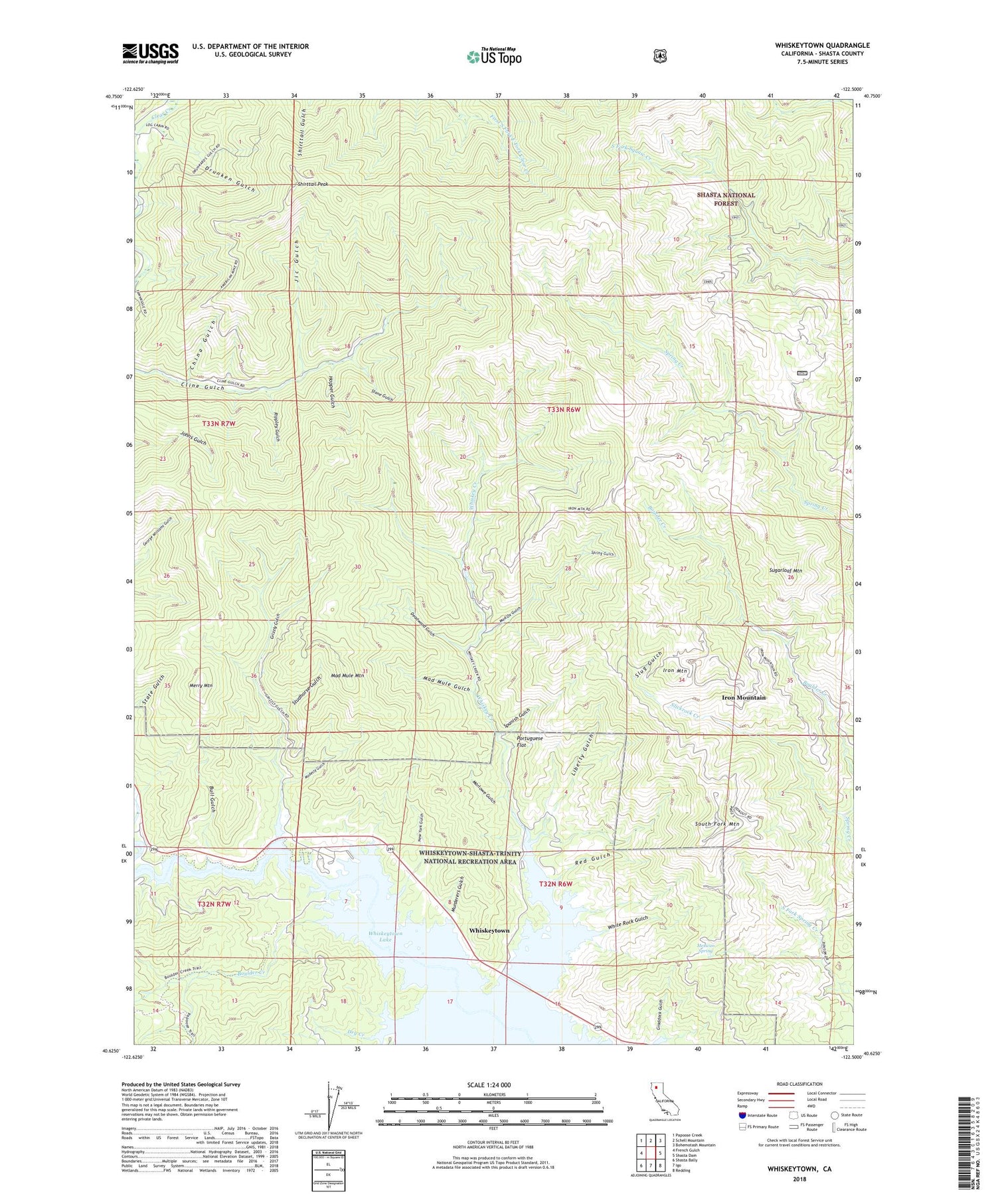 Whiskeytown California US Topo Map Image