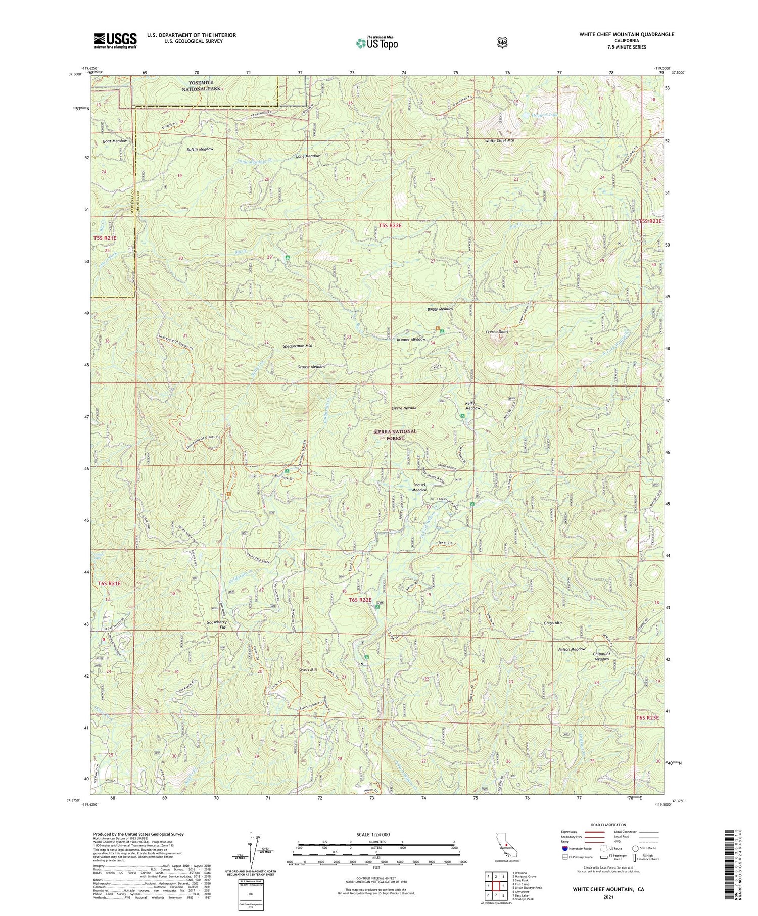 White Chief Mountain California US Topo Map Image