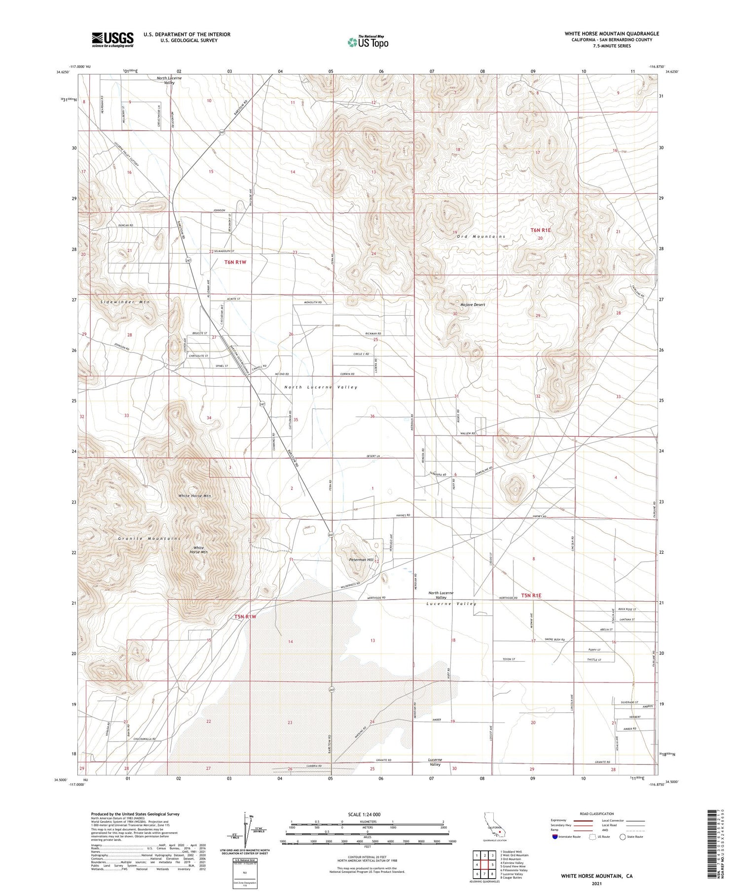 White Horse Mountain California US Topo Map Image