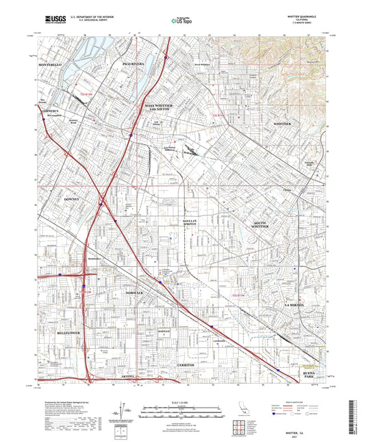 Whittier California US Topo Map Image