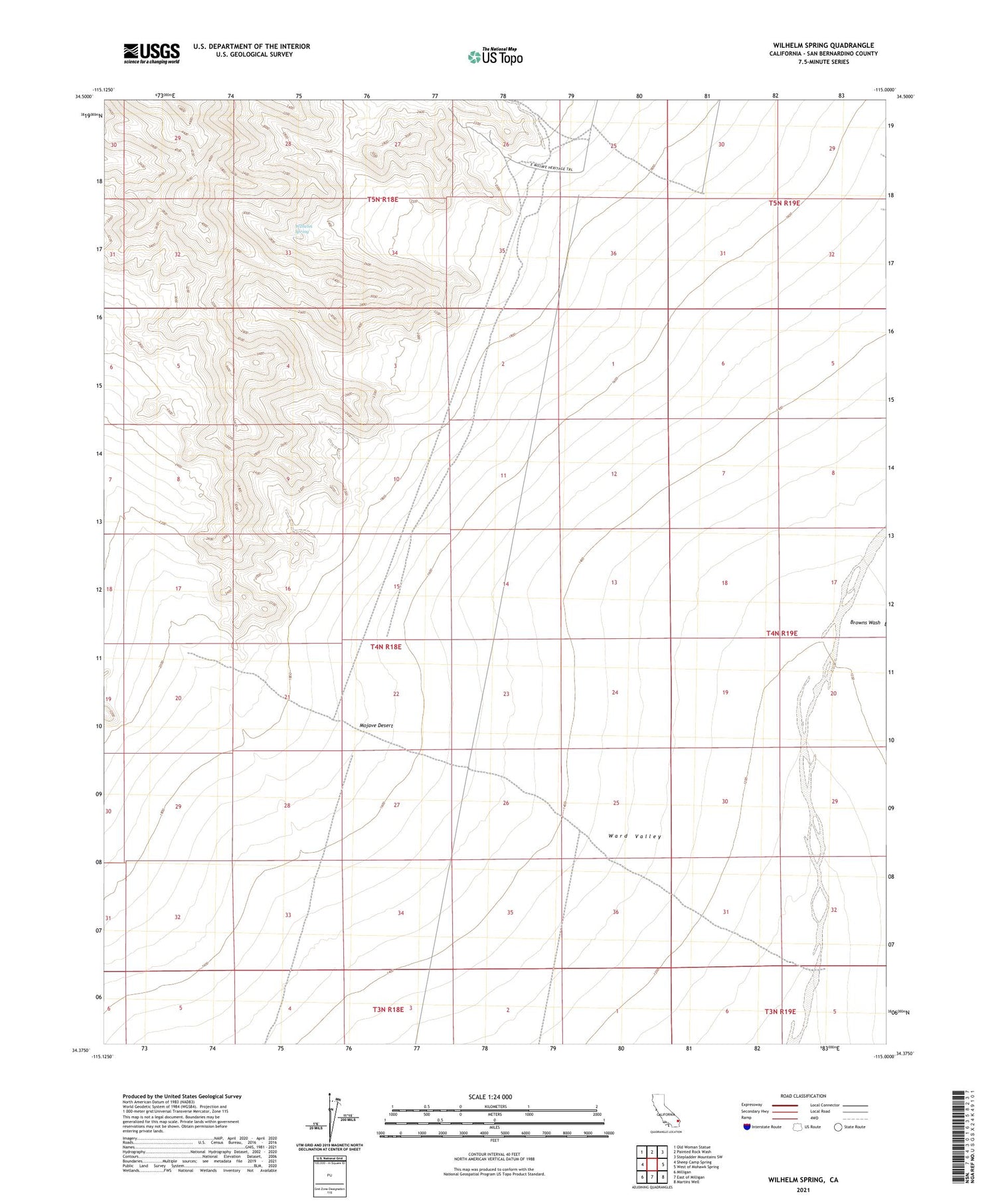Wilhelm Spring California US Topo Map Image