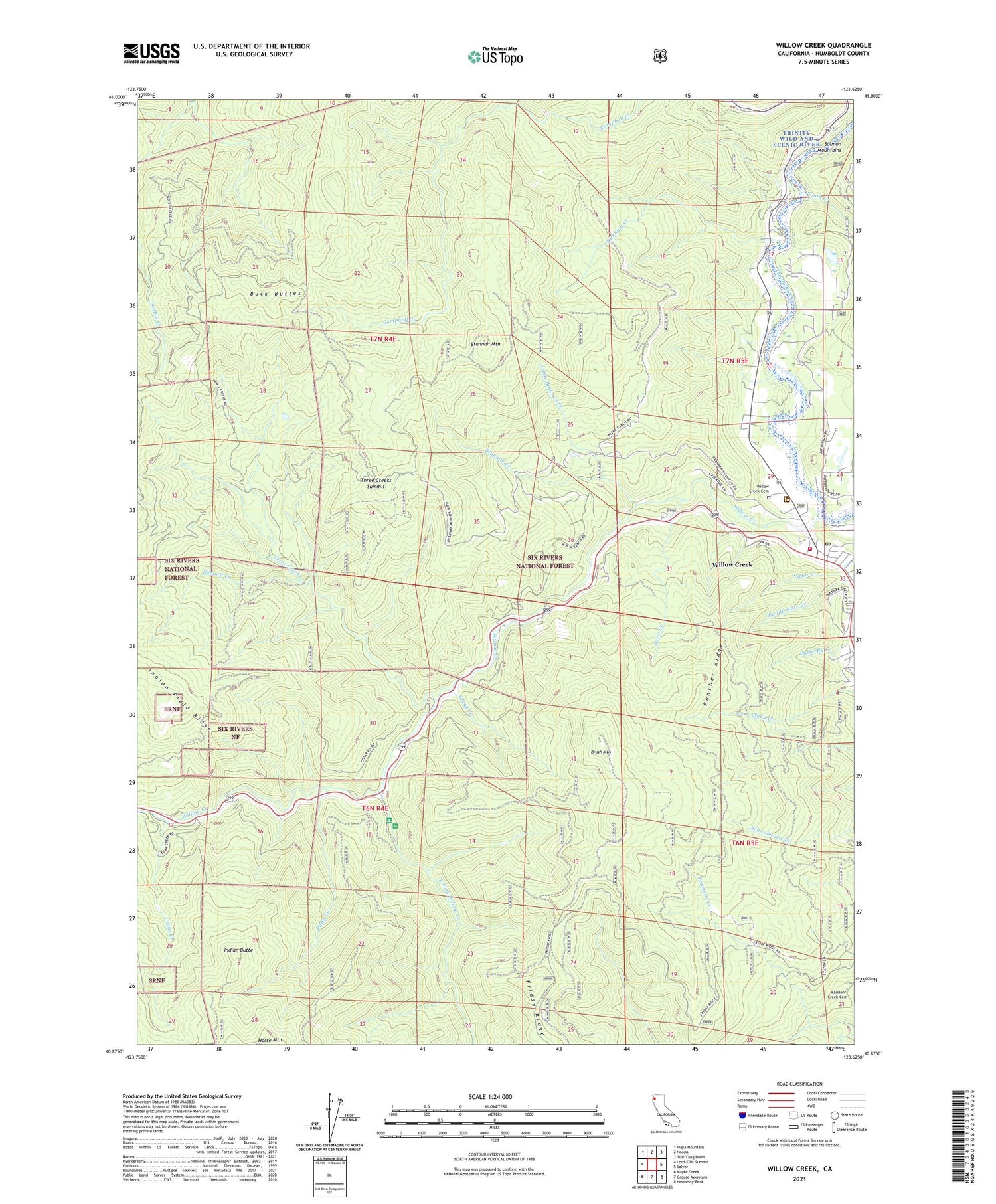 Willow Creek California US Topo Map Image