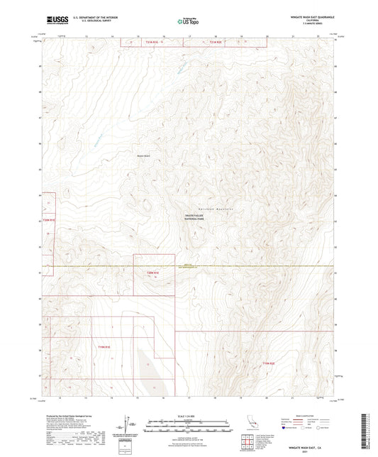 Wingate Wash East California US Topo Map Image
