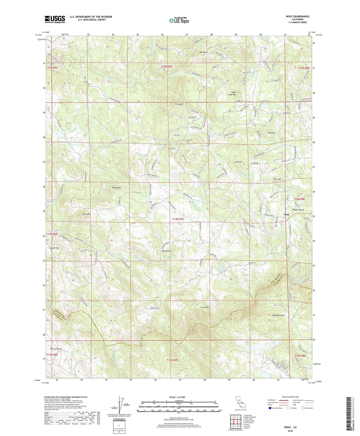 Wolf California US Topo Map Image