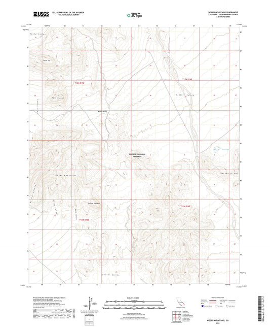 Woods Mountains California US Topo Map Image