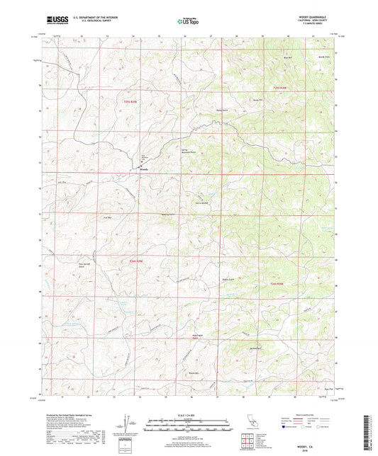 Woody California US Topo Map Image