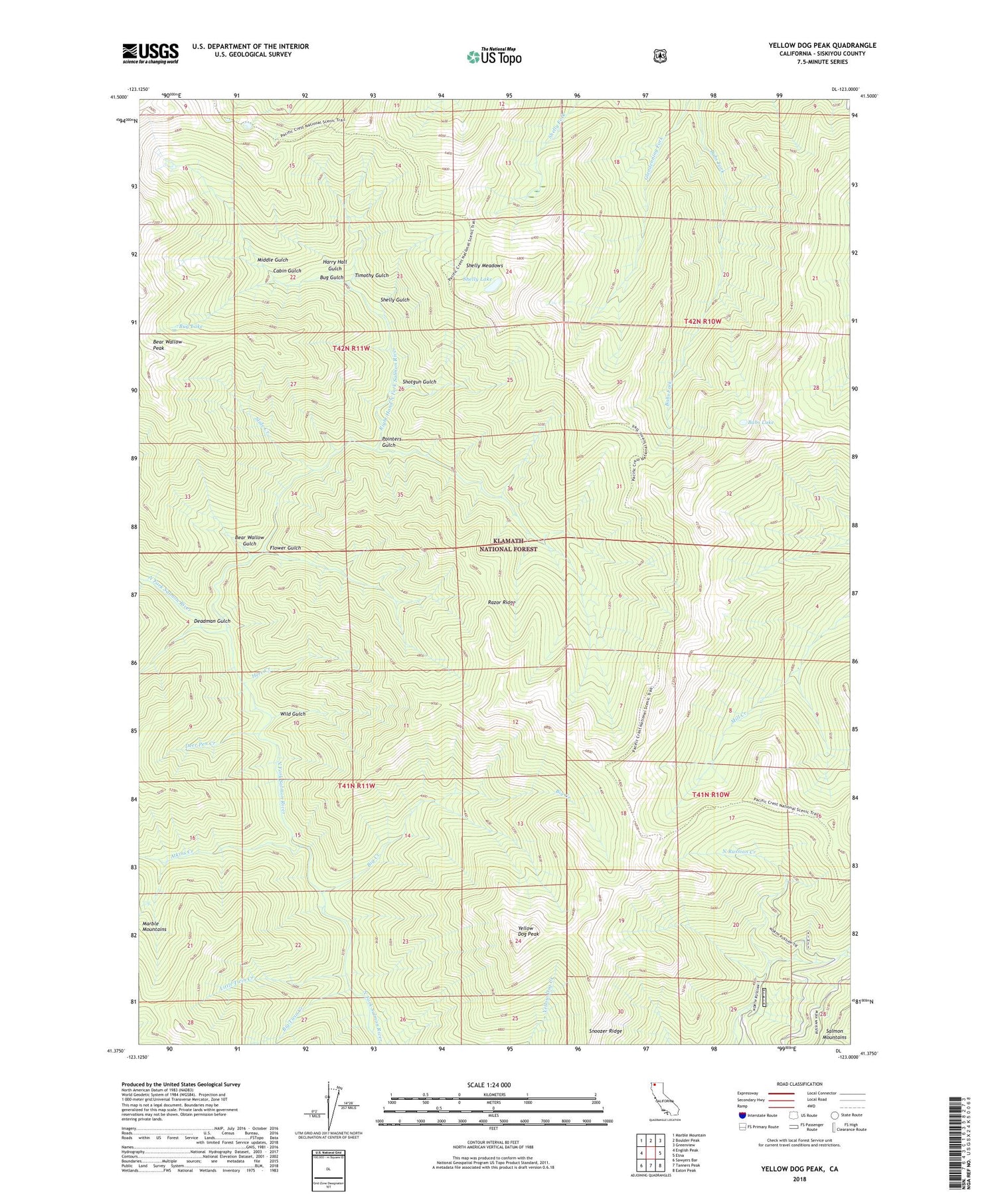 Yellow Dog Peak California US Topo Map Image