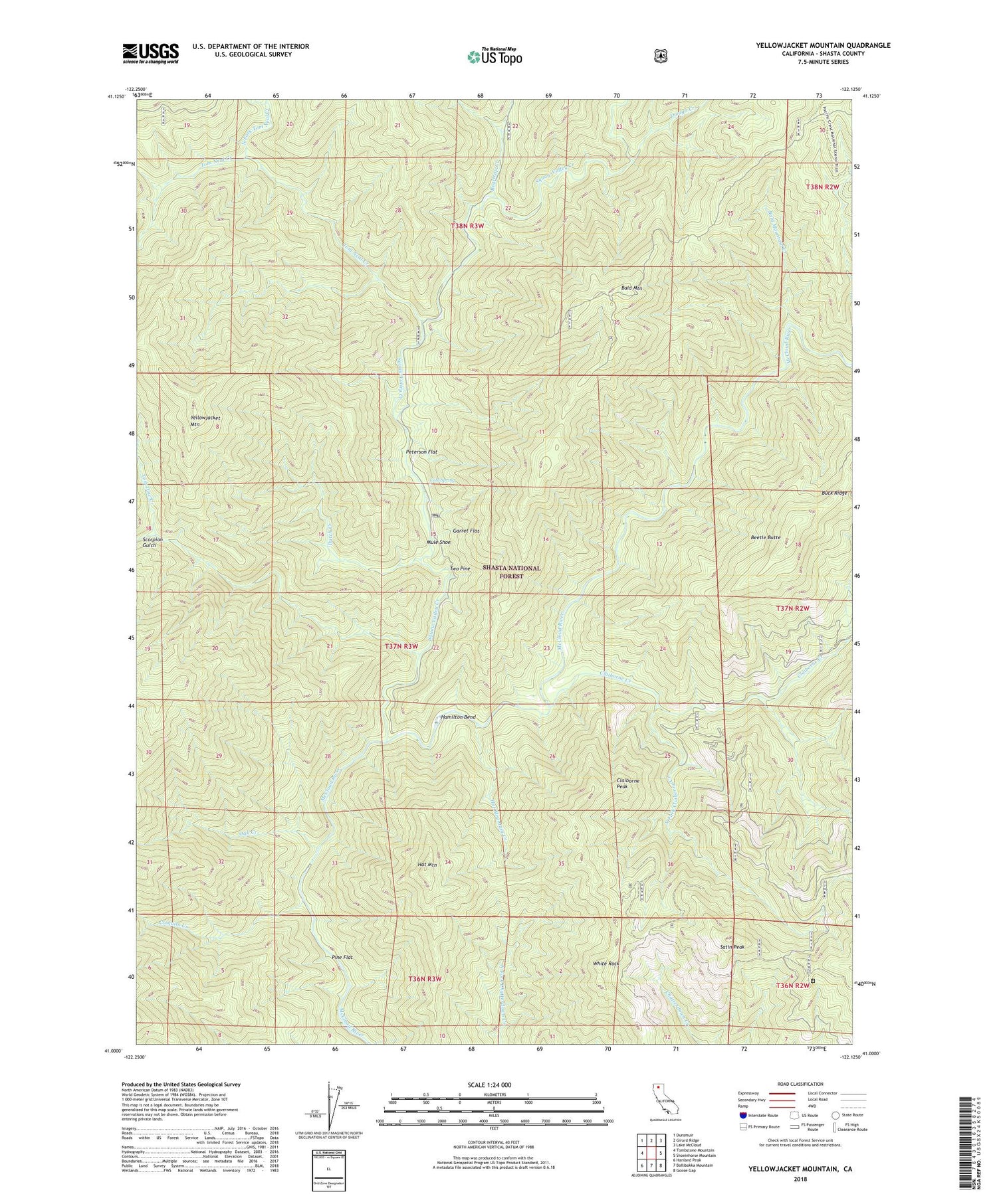 Yellowjacket Mountain California US Topo Map Image