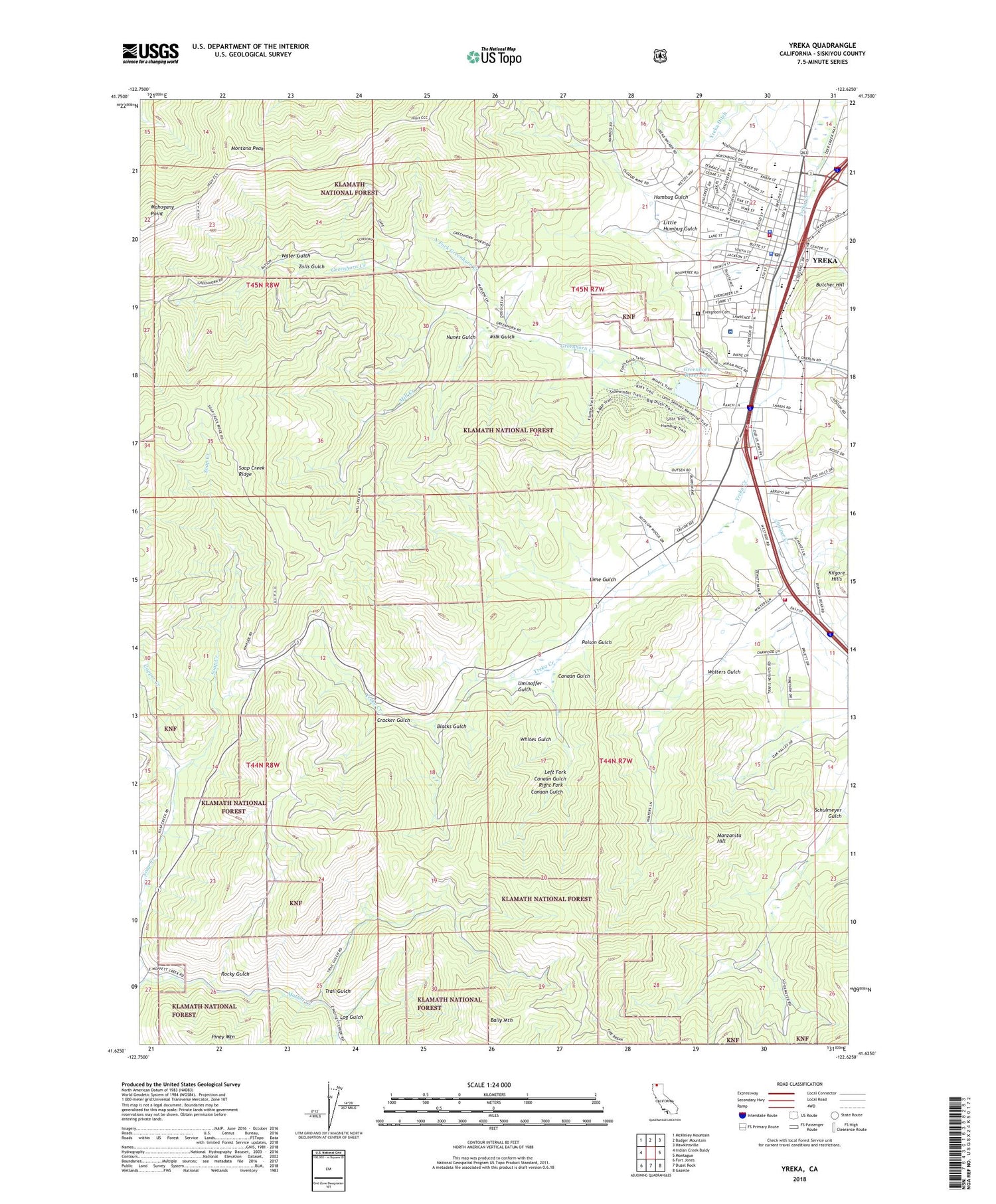 Yreka California US Topo Map Image
