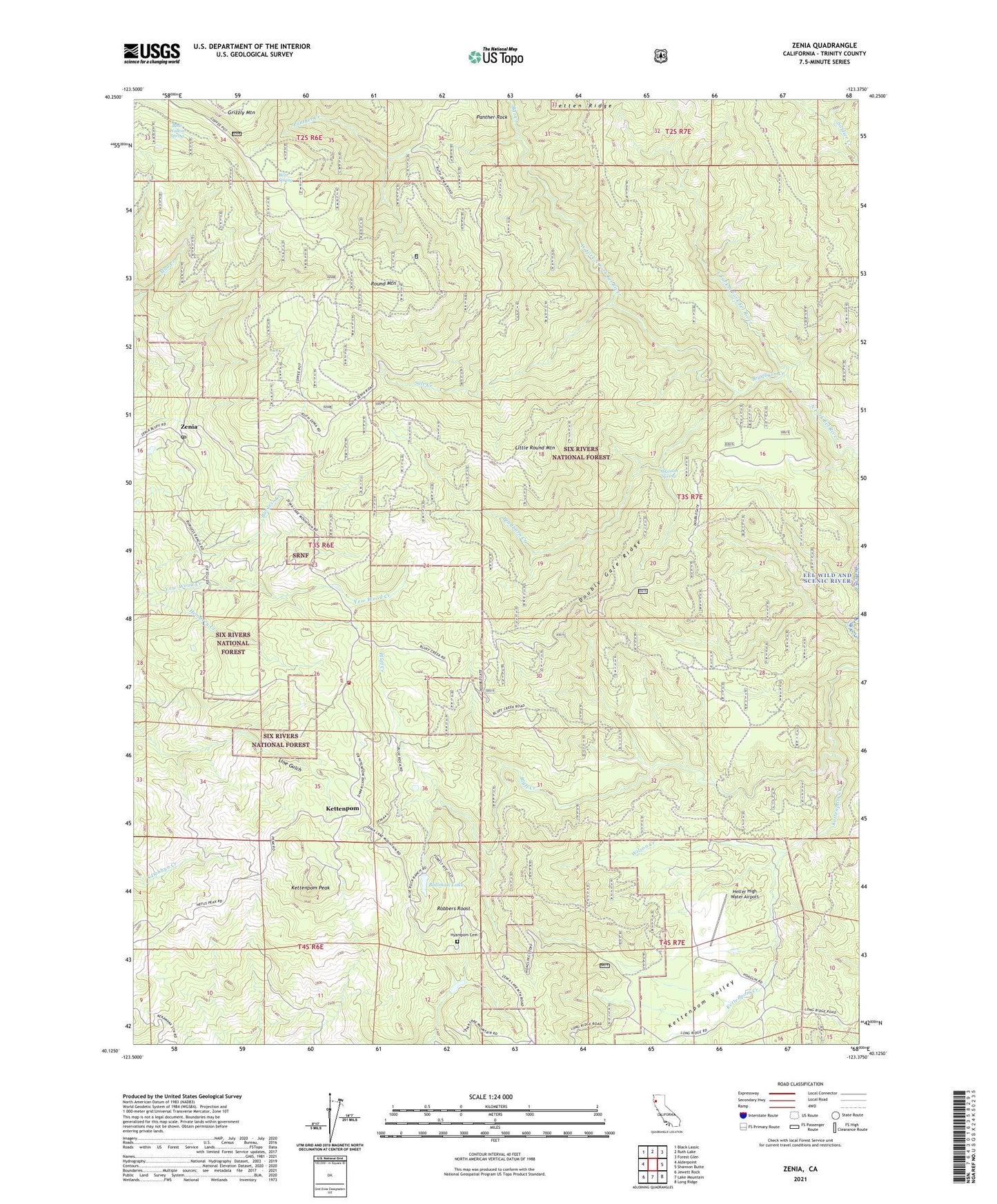 Zenia California US Topo Map Image