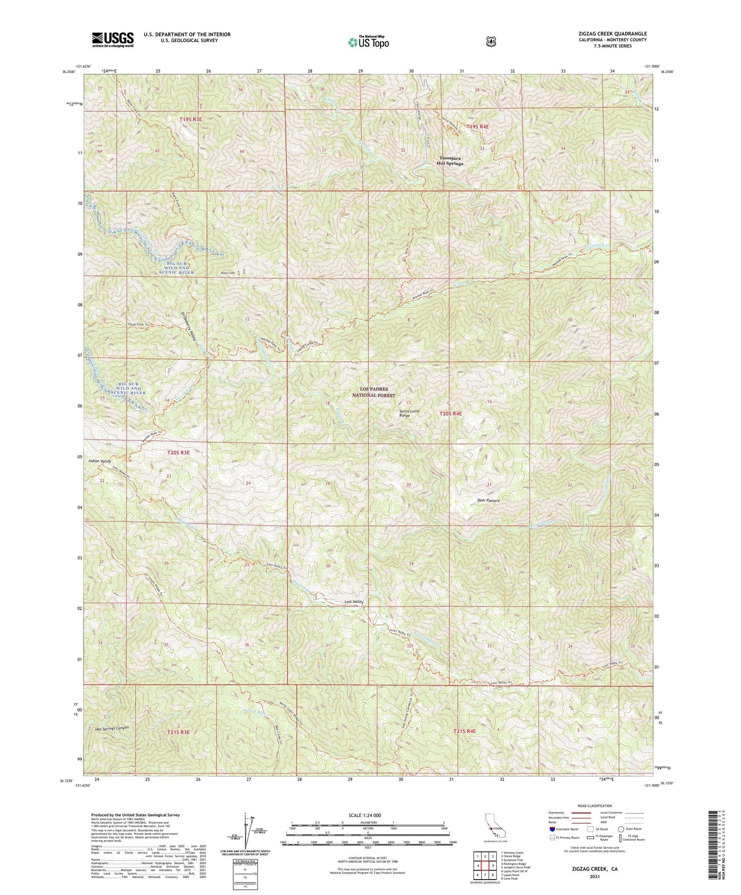 Zigzag Creek California US Topo Map Image