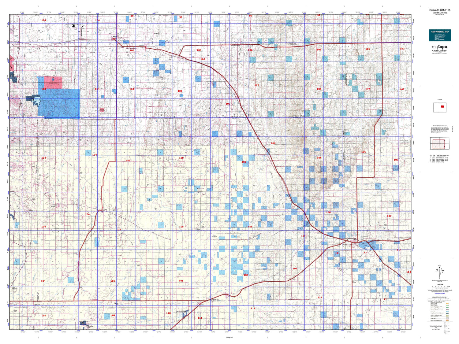 Colorado GMU 105 Map Image