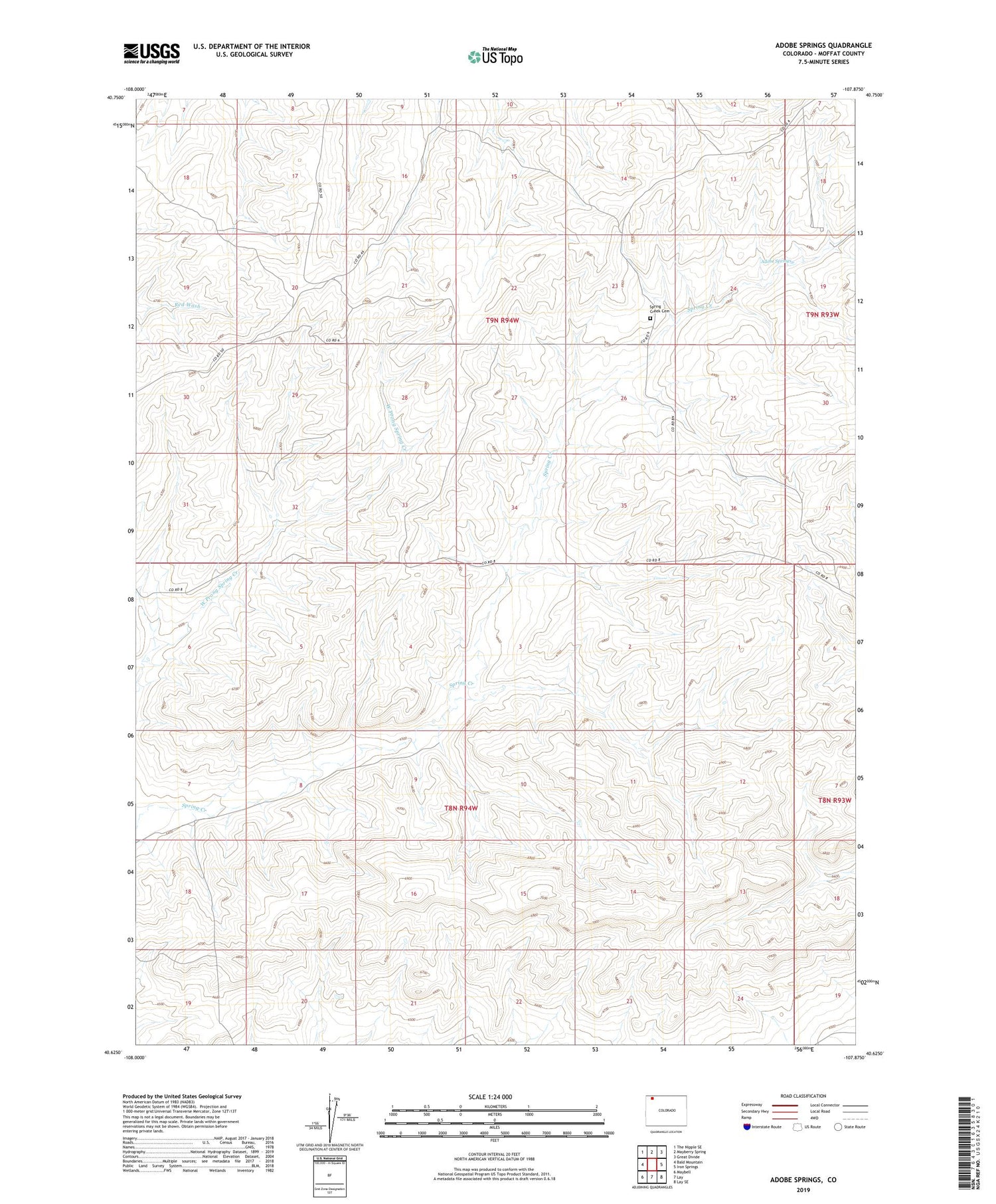 Adobe Springs Colorado US Topo Map Image