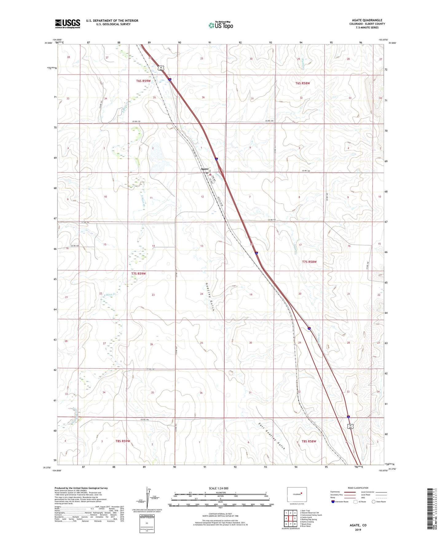 Agate Colorado US Topo Map Image