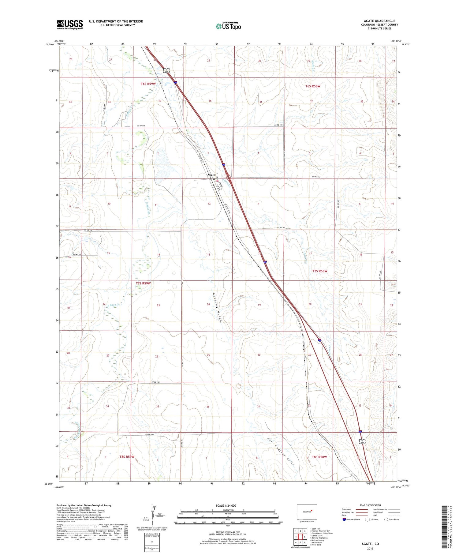 Agate Colorado US Topo Map Image