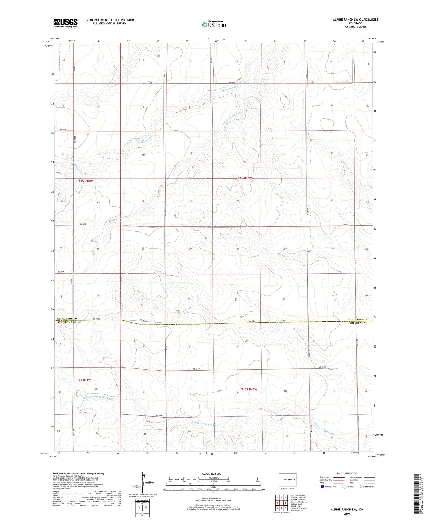 Alpine Ranch SW Colorado US Topo Map Image