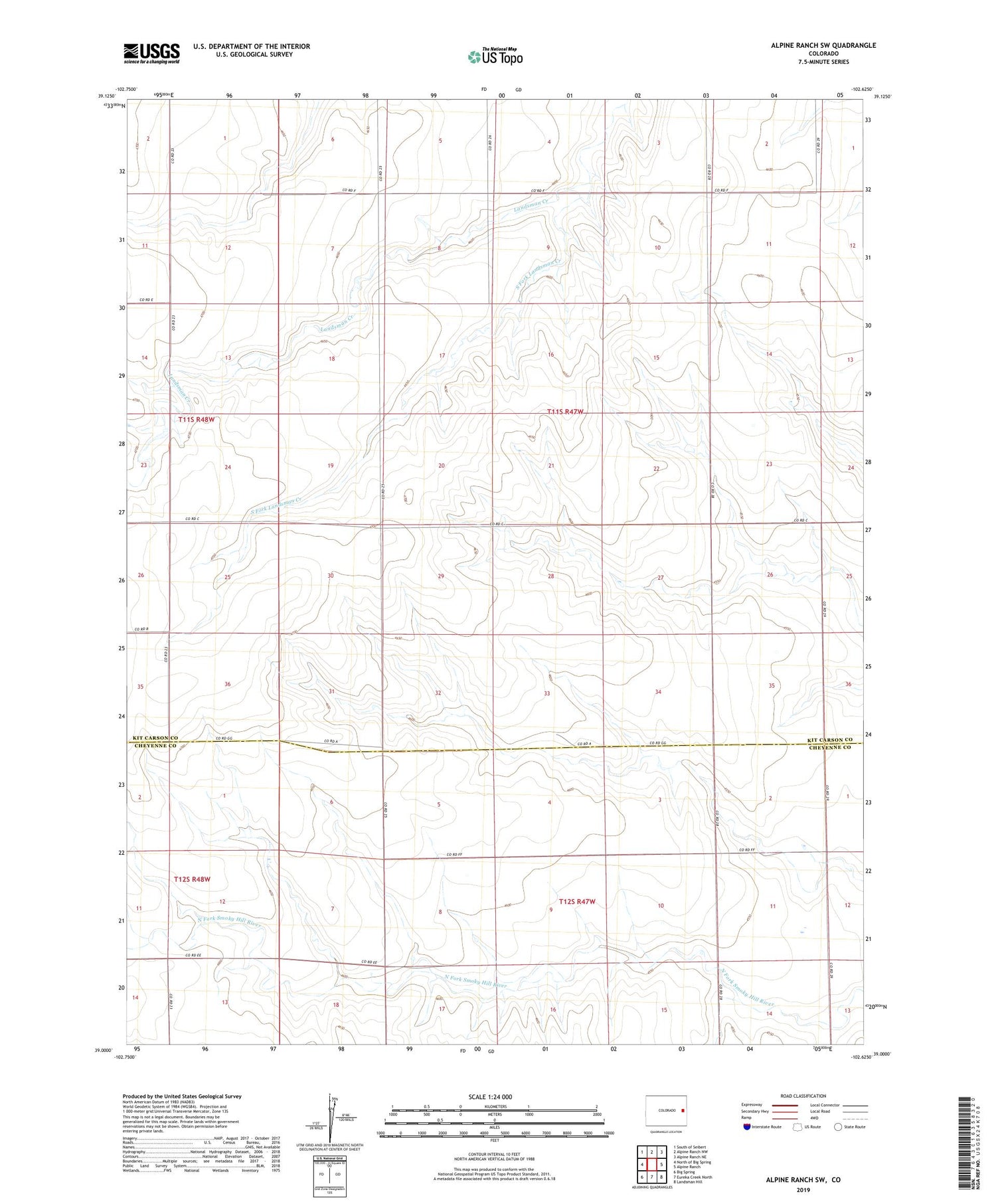 Alpine Ranch SW Colorado US Topo Map Image
