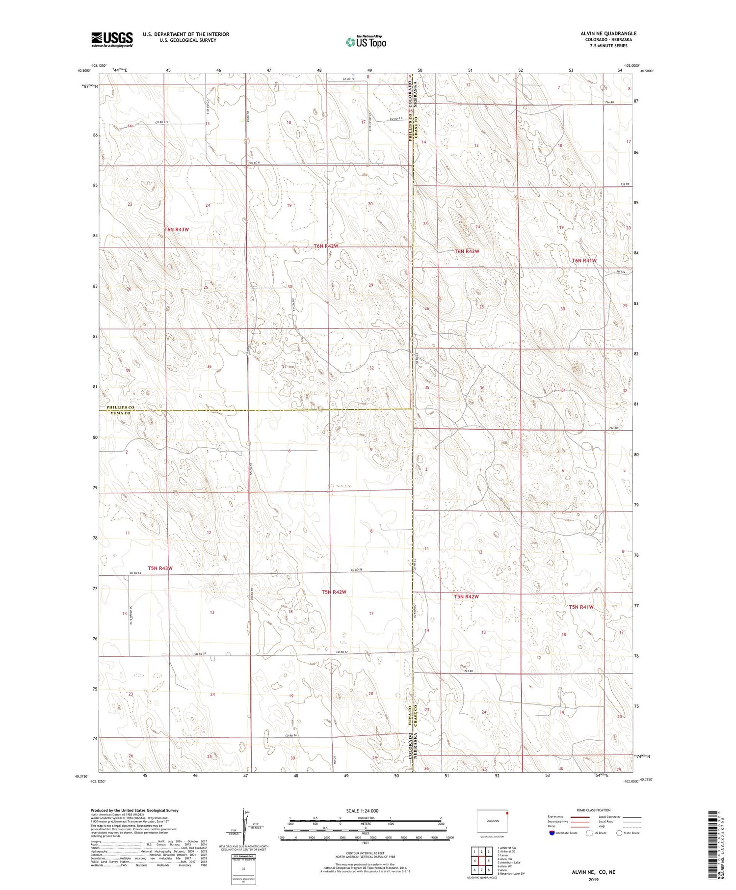 Alvin NE Colorado US Topo Map Image