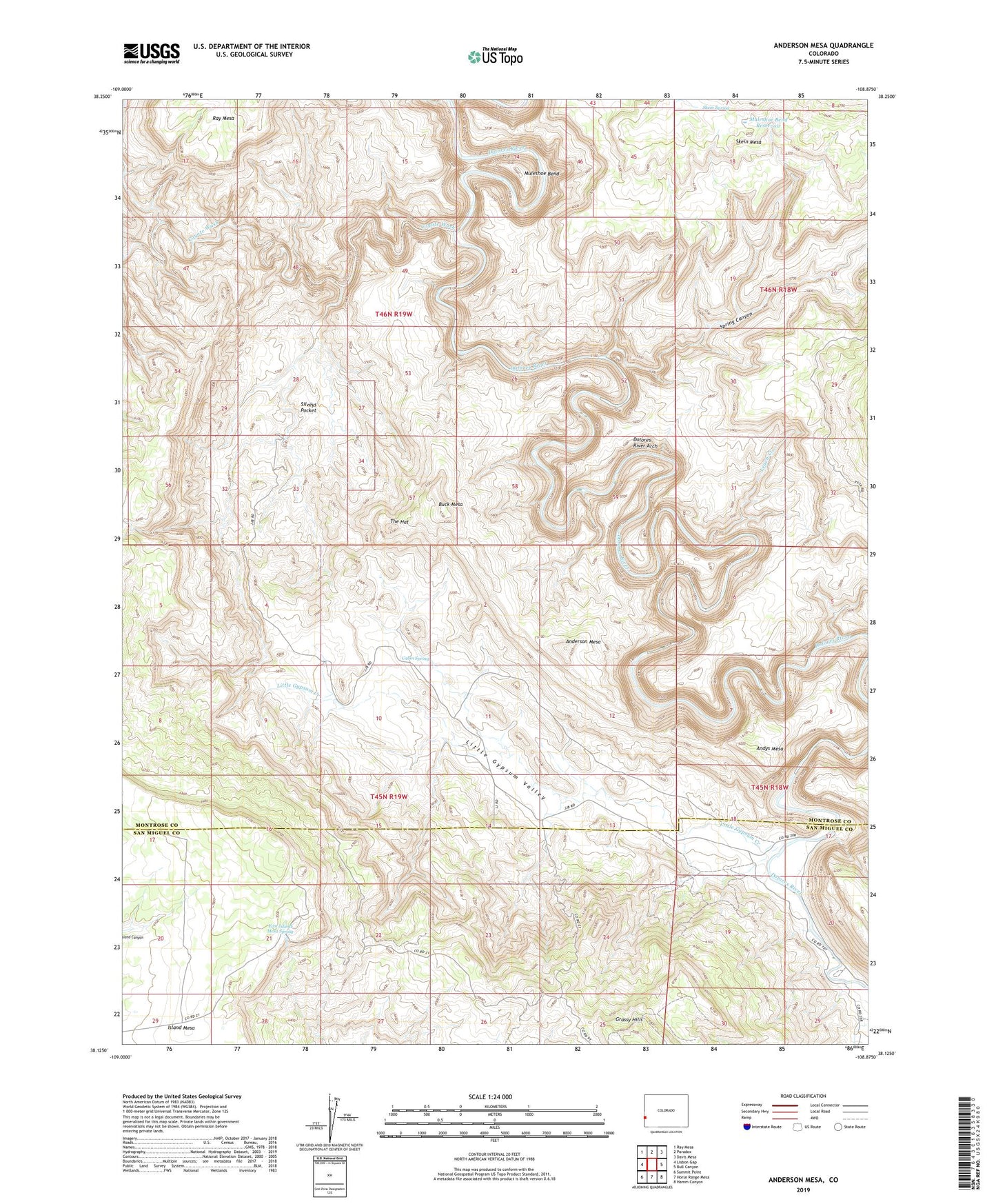 Anderson Mesa Colorado US Topo Map Image