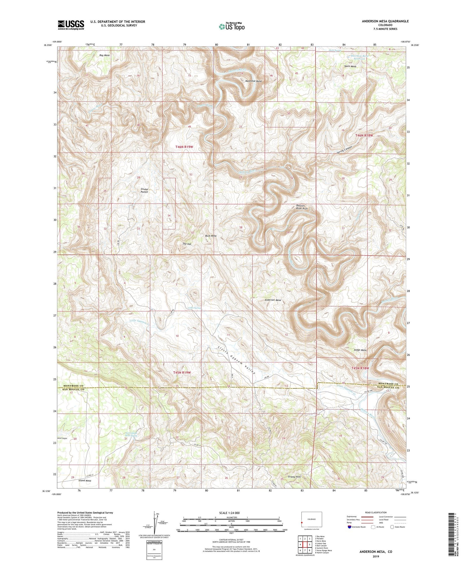 Anderson Mesa Colorado US Topo Map Image