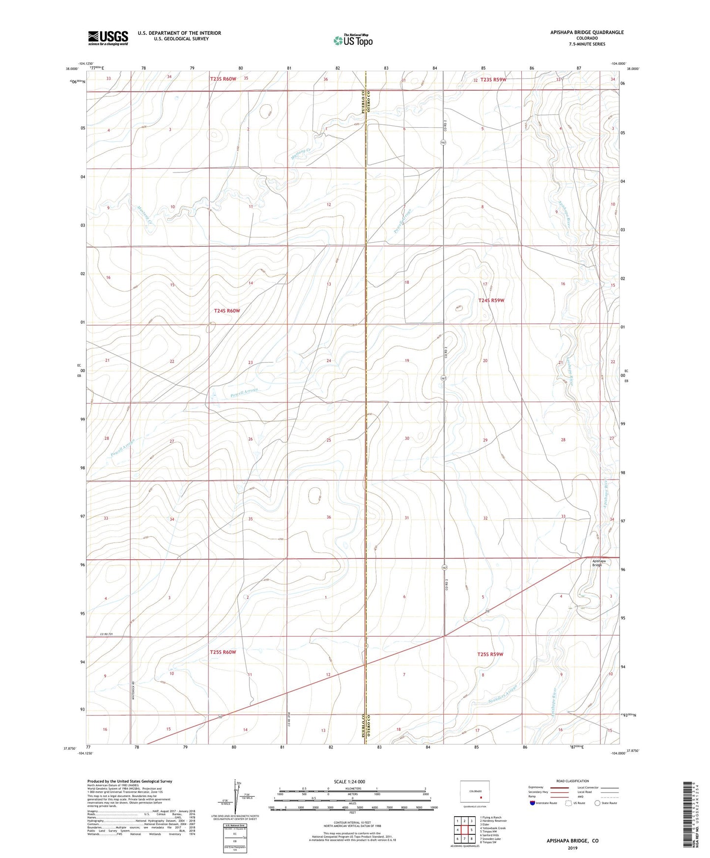 Apishapa Bridge Colorado US Topo Map Image