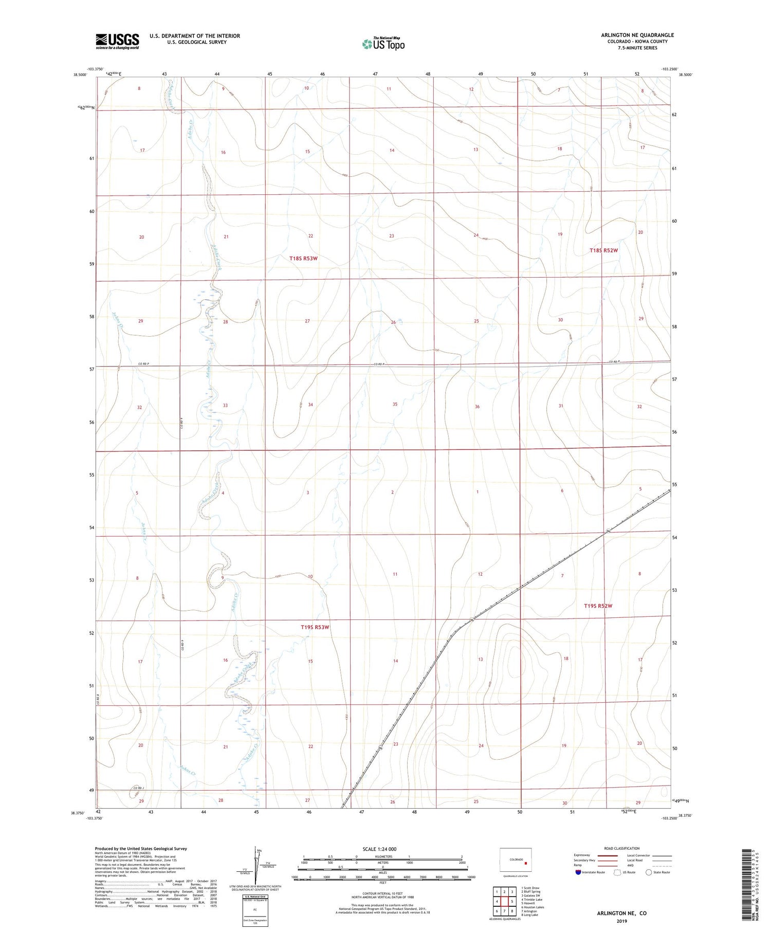Arlington NE Colorado US Topo Map Image