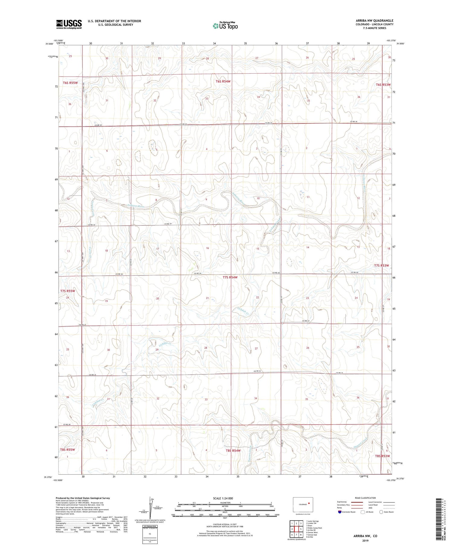 Arriba NW Colorado US Topo Map Image