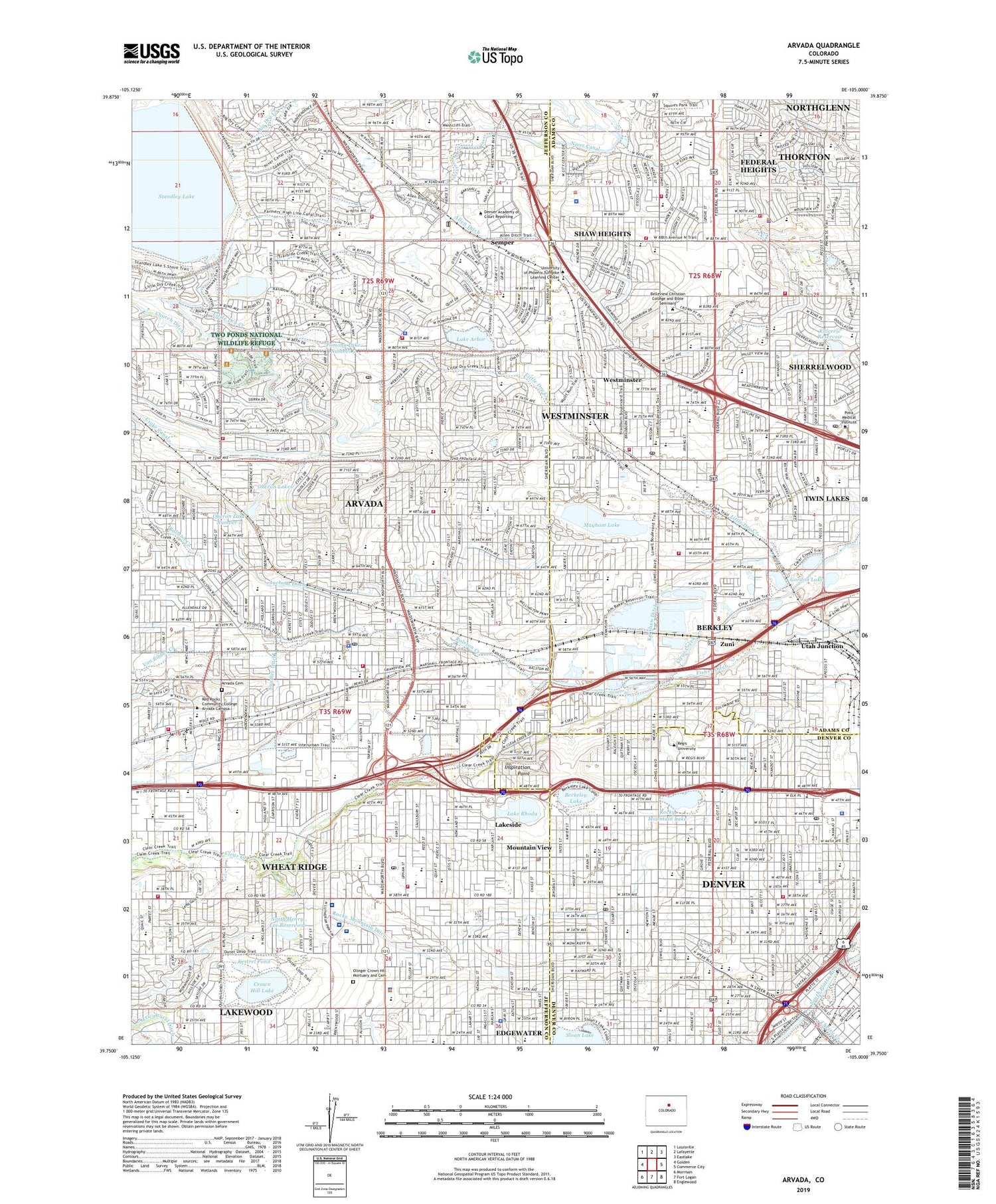 Arvada Colorado US Topo Map Image