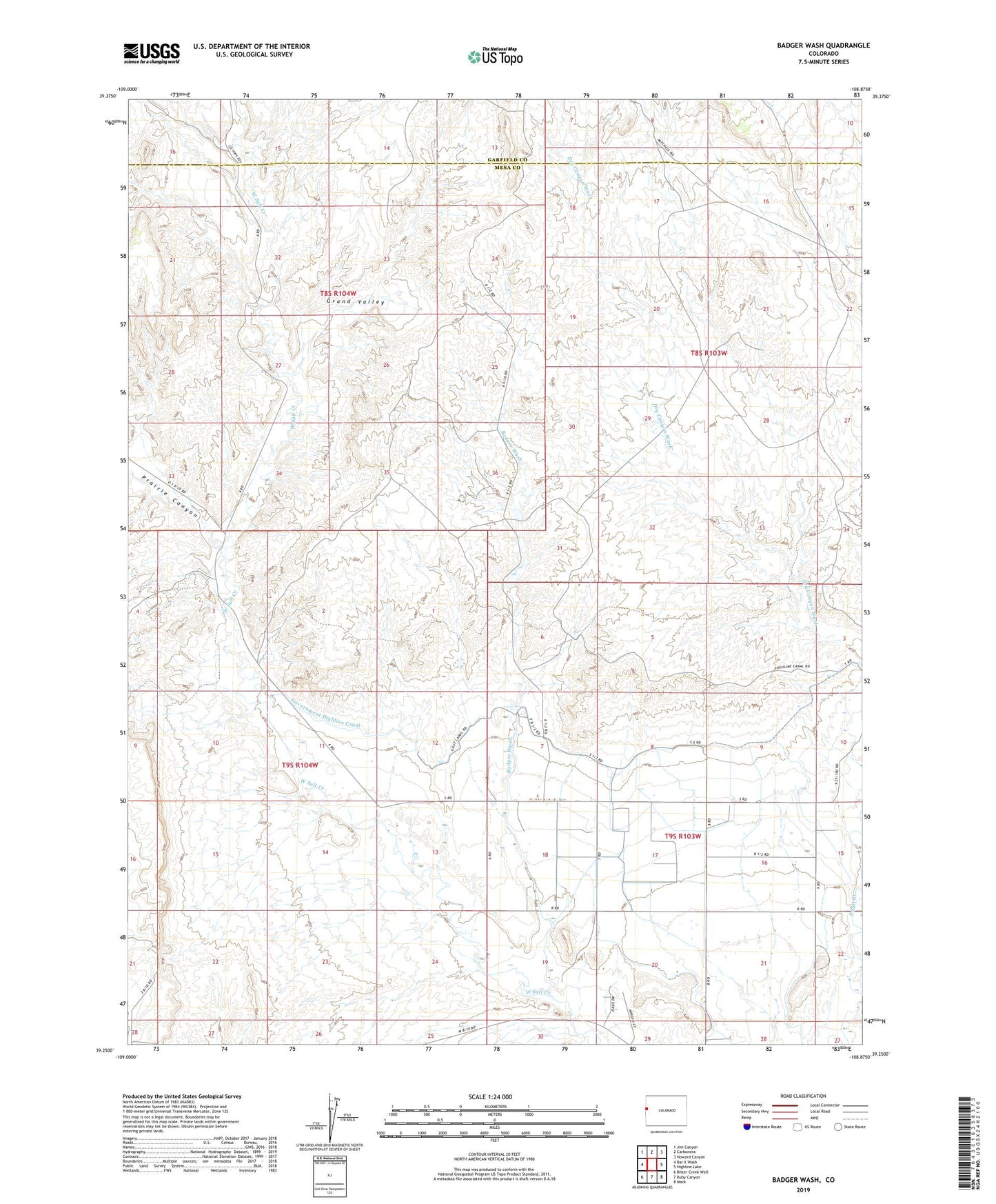Badger Wash Colorado US Topo Map Image