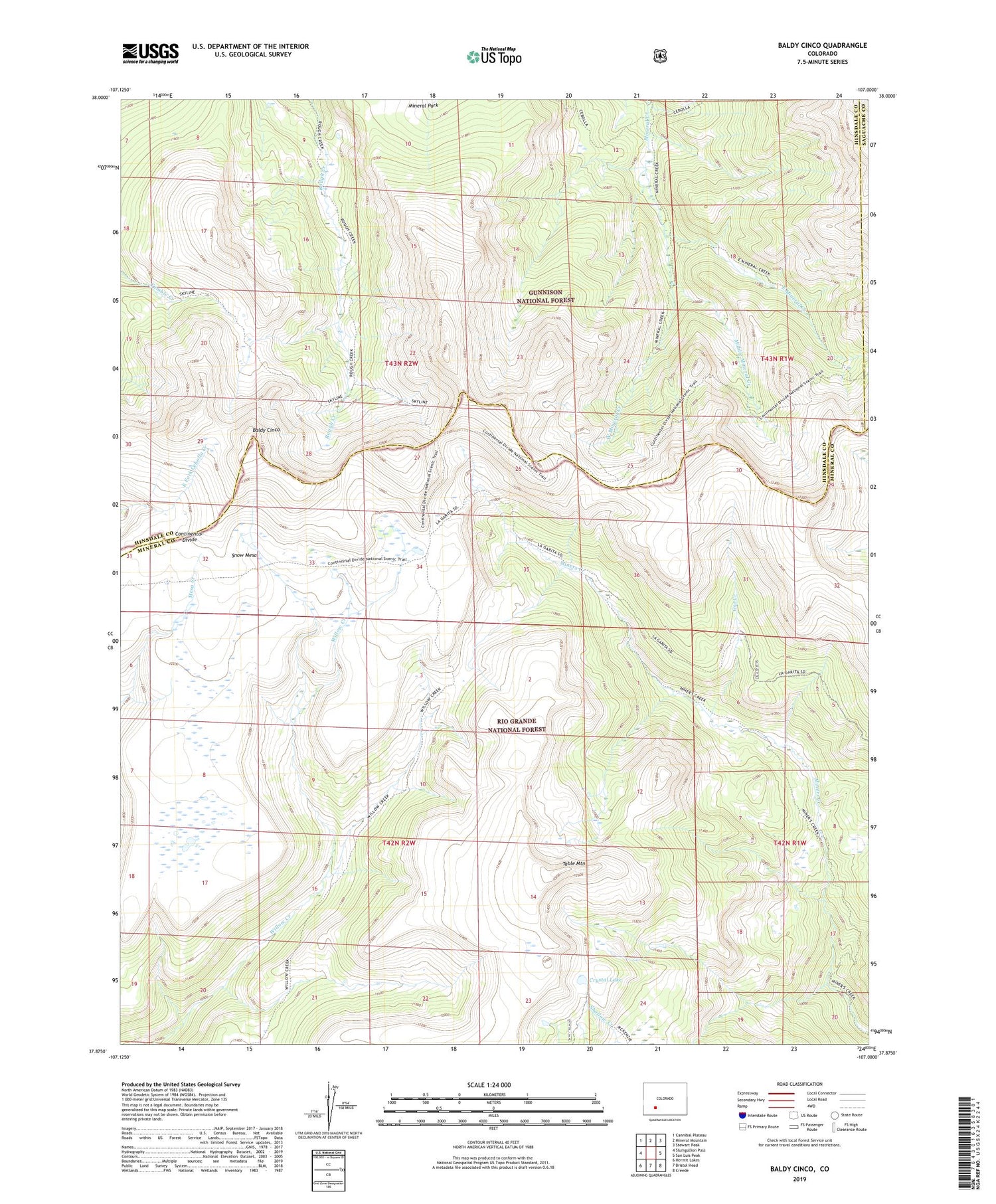 Baldy Cinco Colorado US Topo Map Image