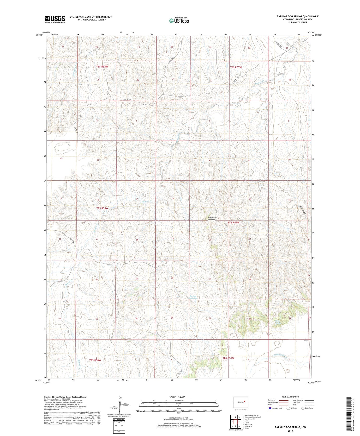 Barking Dog Spring Colorado US Topo Map Image