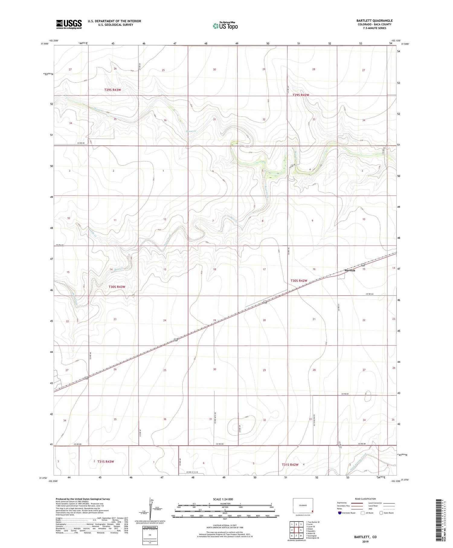 Bartlett Colorado US Topo Map Image