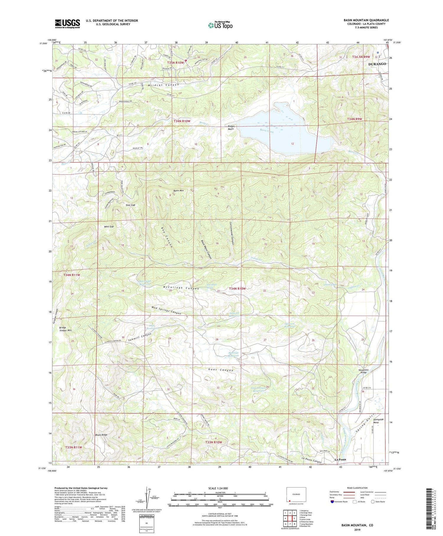 Basin Mountain Colorado US Topo Map Image