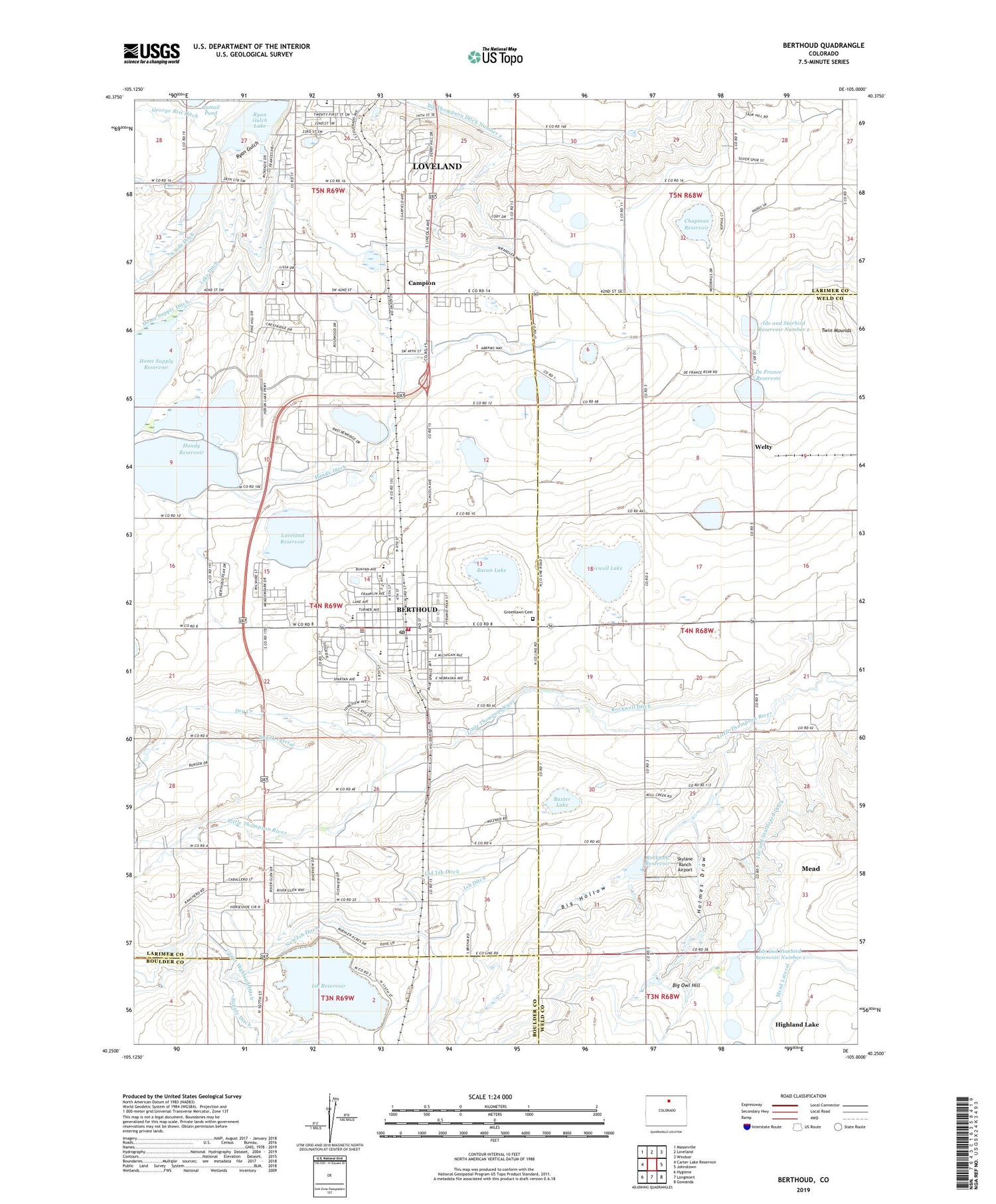 Berthoud Colorado US Topo Map Image