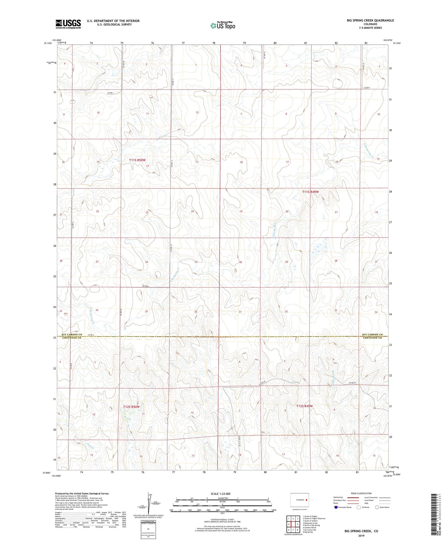 Big Spring Creek Colorado US Topo Map Image