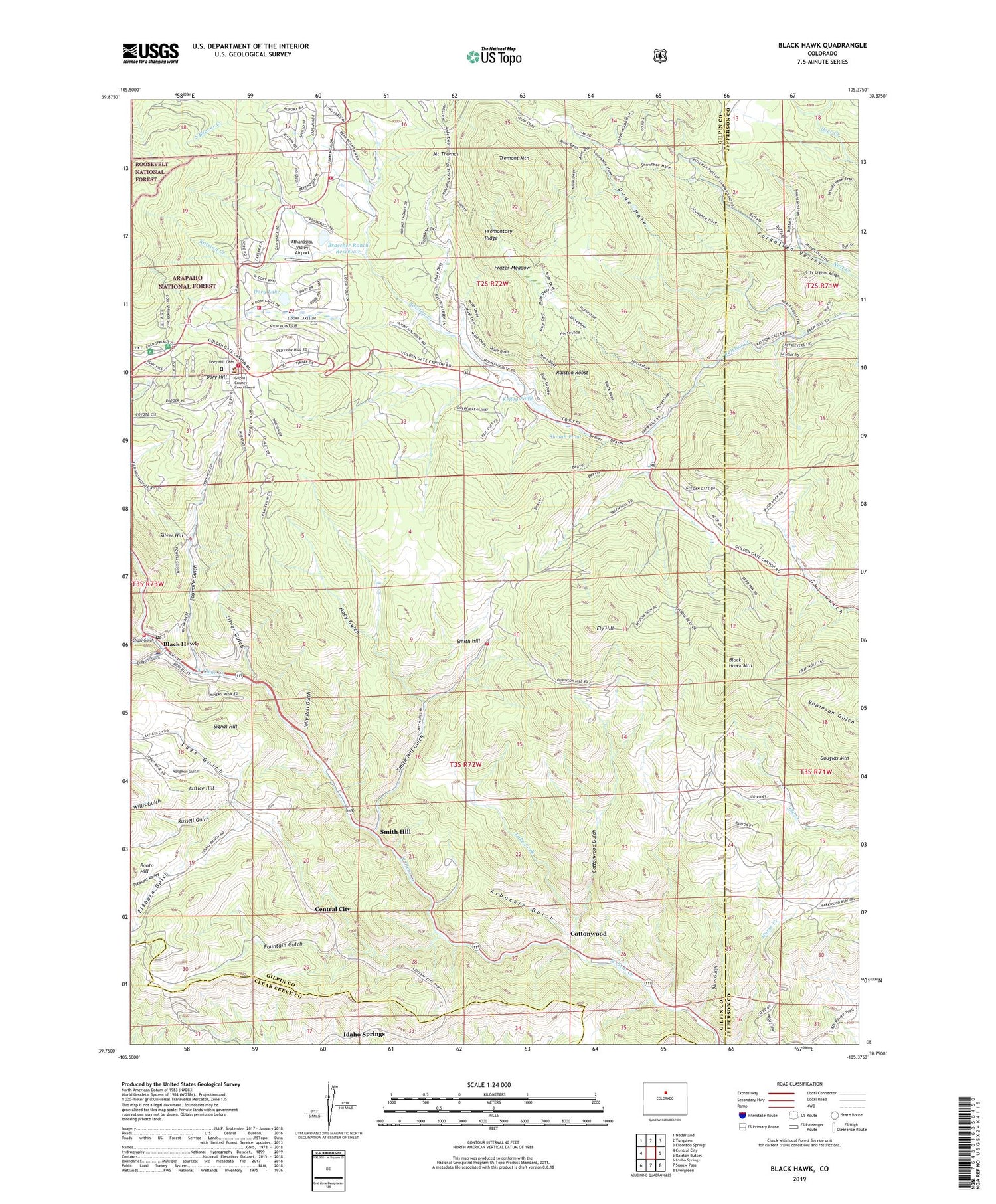 Black Hawk Colorado US Topo Map Image