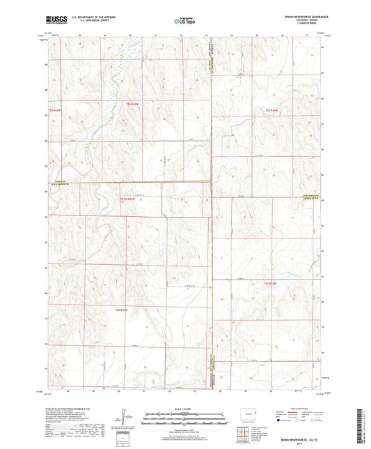 Bonny Reservoir SE Colorado US Topo Map Image