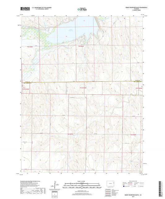 Bonny Reservoir South Colorado US Topo Map Image