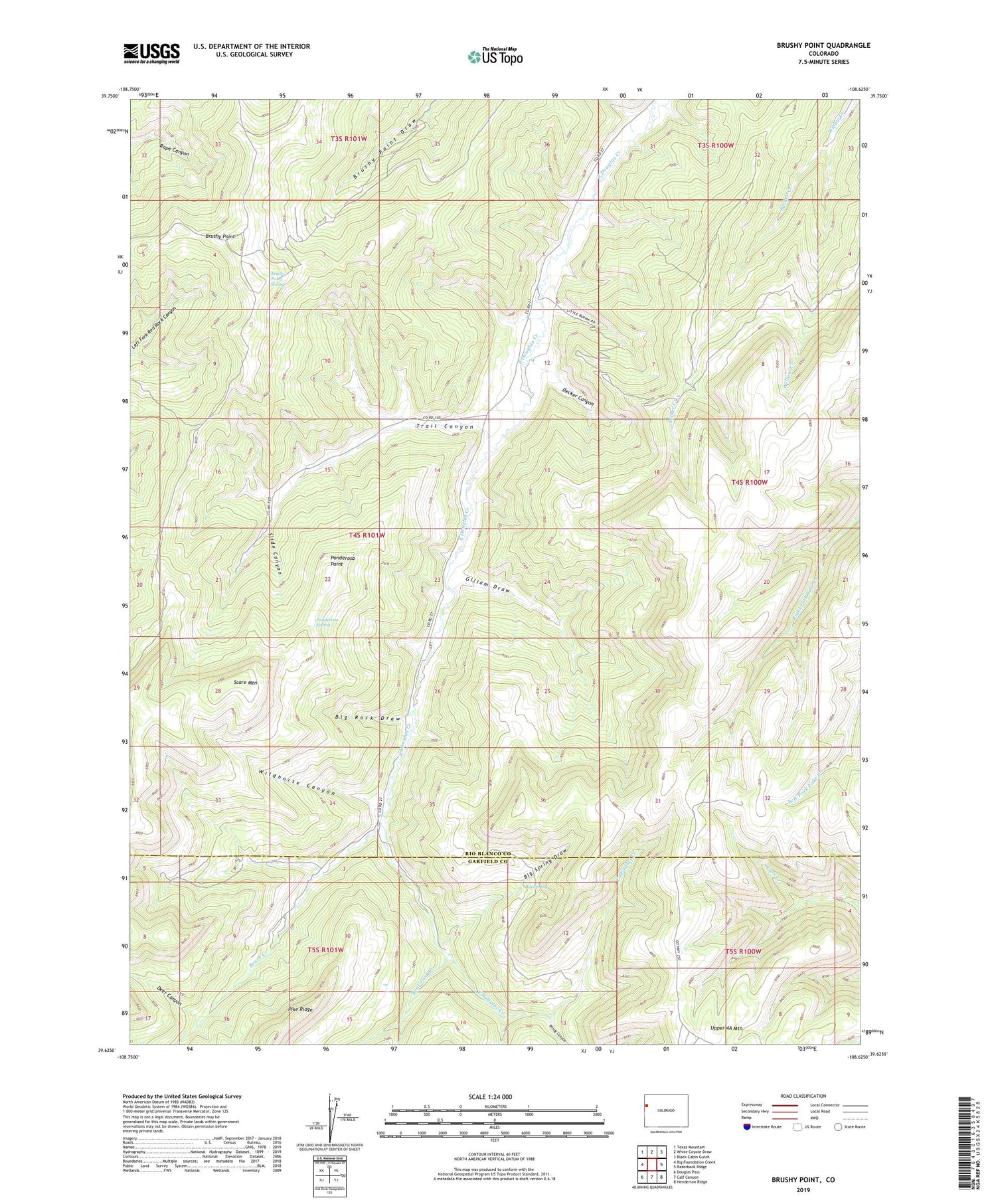 Brushy Point Colorado US Topo Map Image