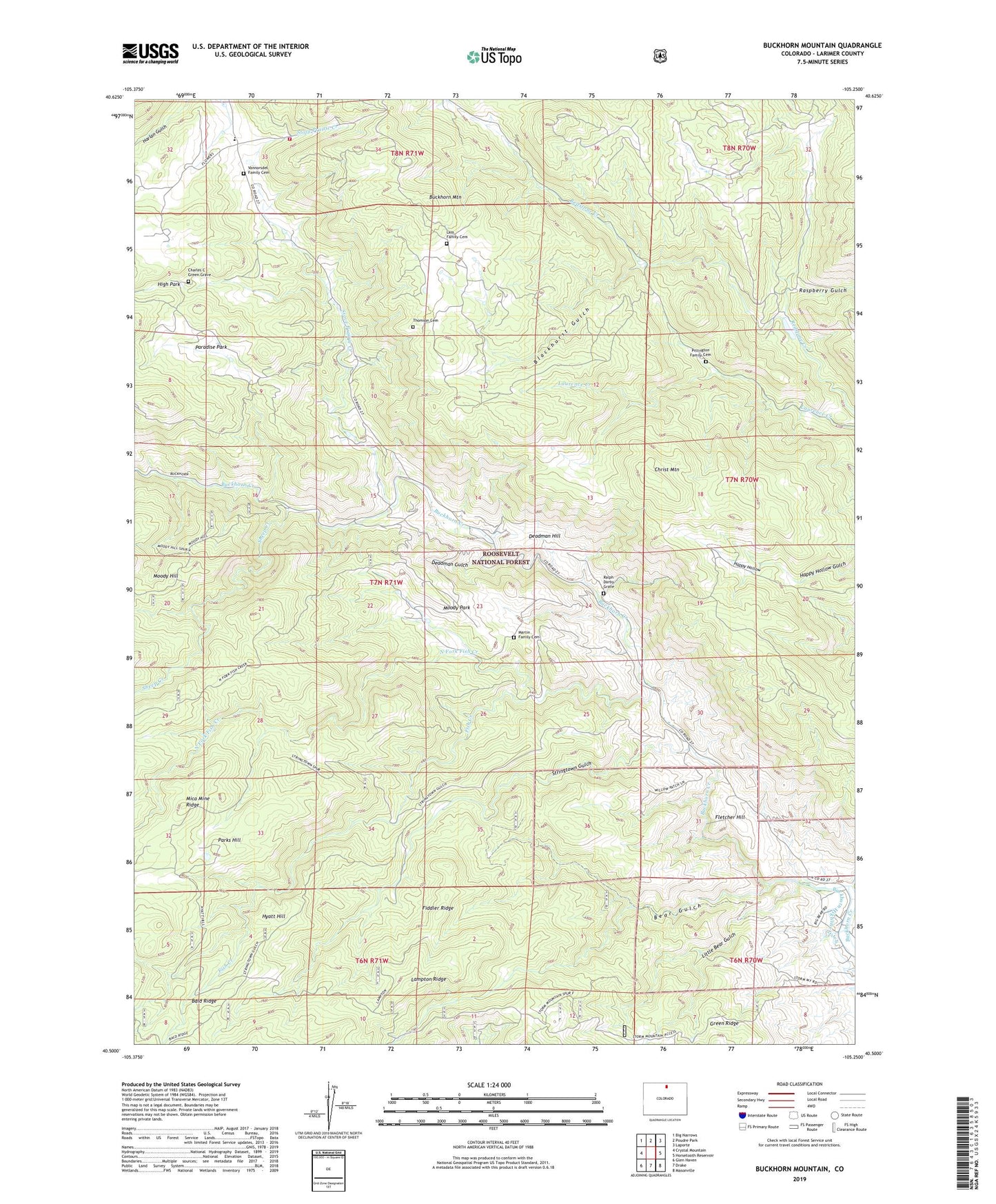 Buckhorn Mountain Colorado US Topo Map Image
