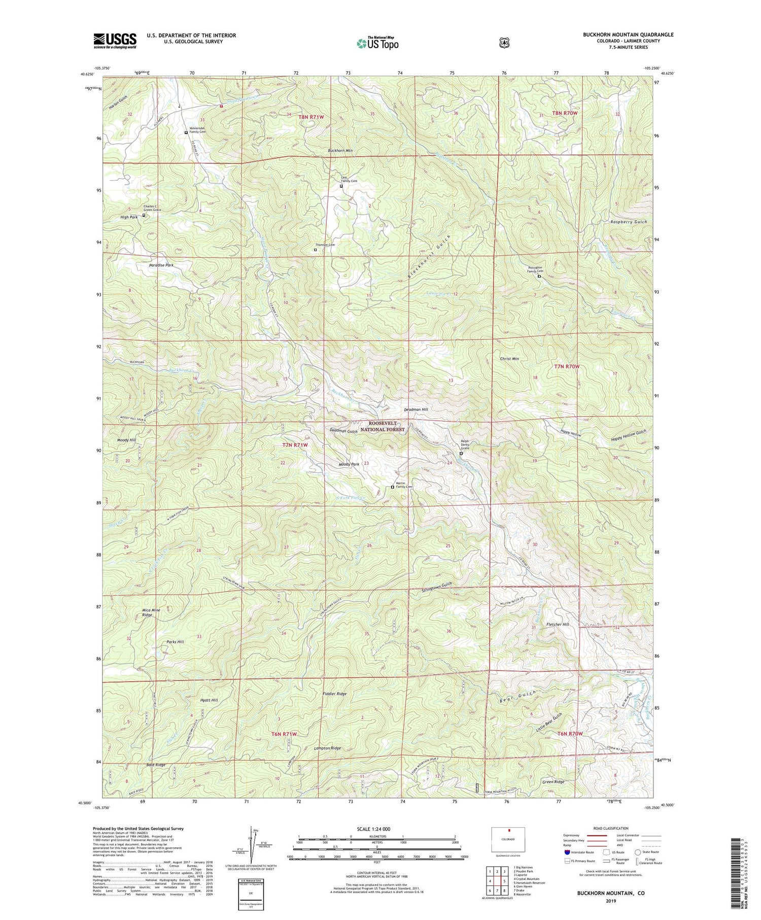 Buckhorn Mountain Colorado US Topo Map Image