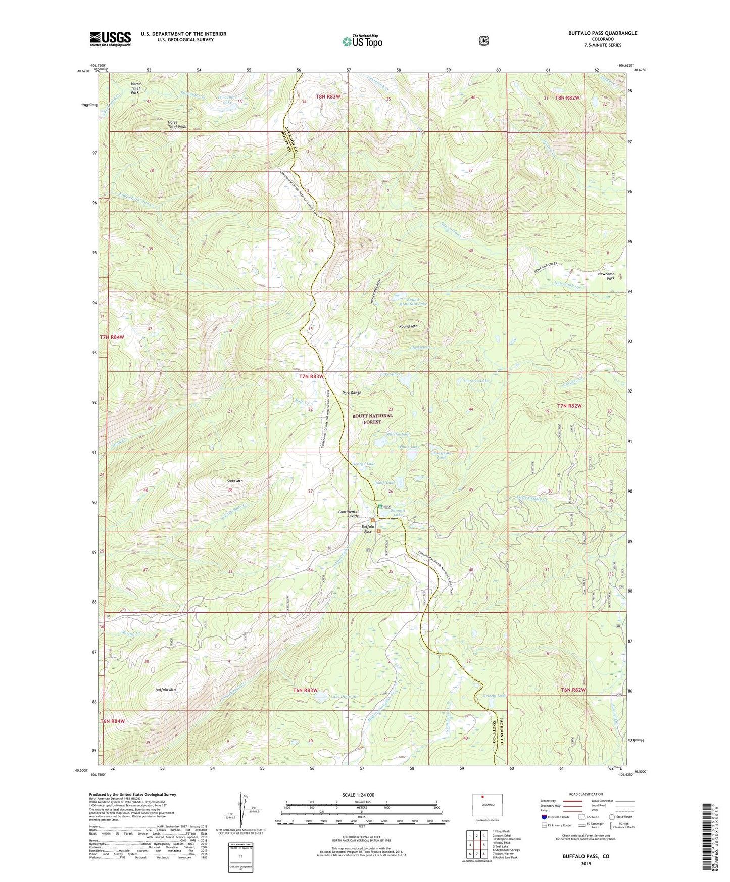 Buffalo Pass Colorado US Topo Map Image